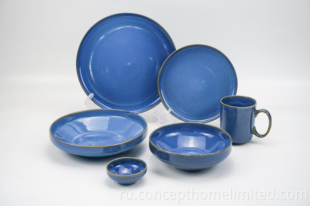Reactive Glazed Stoneware Dinner Set In Starry Blue Ch22067 G05 5